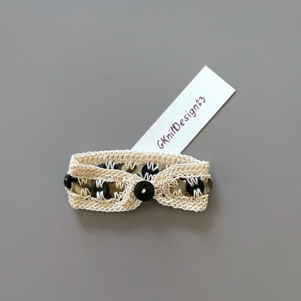 Unique Crochet Bracelet, Handmade Button Bracelet